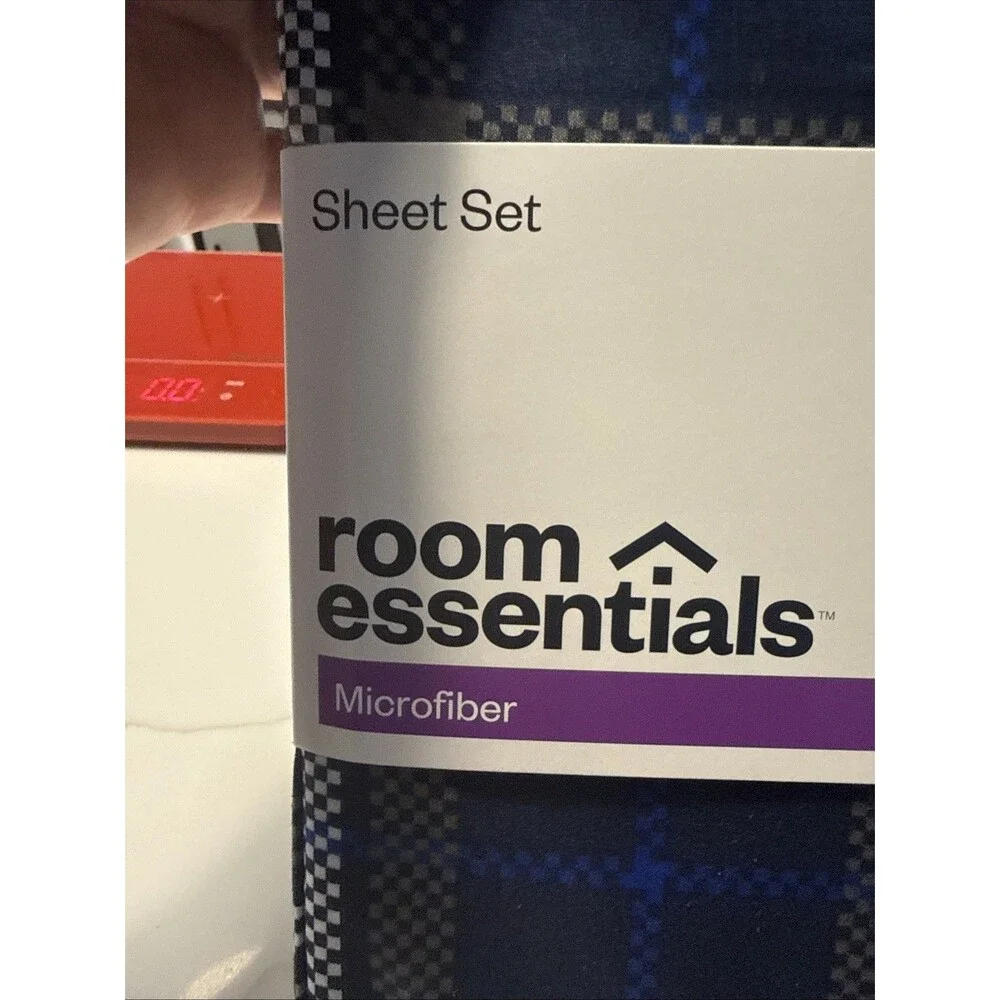 Microfiber Sheet Set Blue Plaid - Room Essentials NEW Size Twin XL
